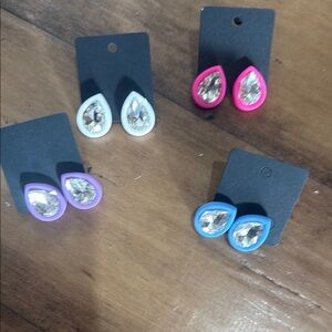 Colorful Teardrop Crystal Earrings Set